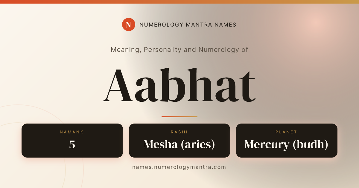 Aabhat name meaning, Namaank calculation, and Vedic profile analysis
