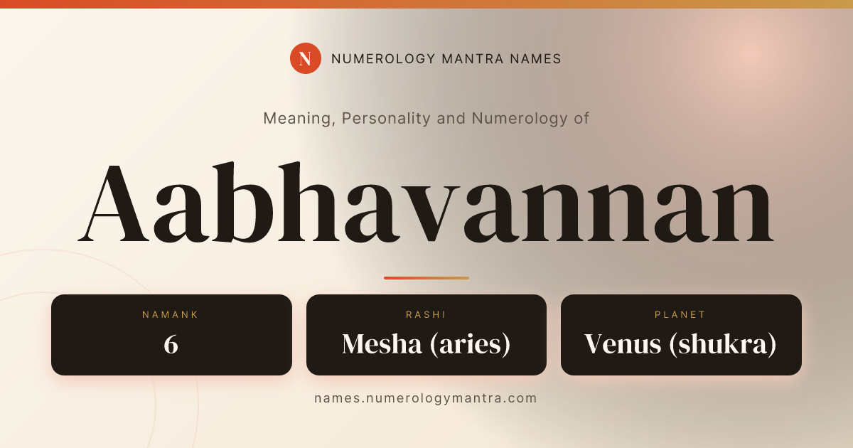 Aabhavannan name meaning, Namaank calculation, and Vedic profile analysis